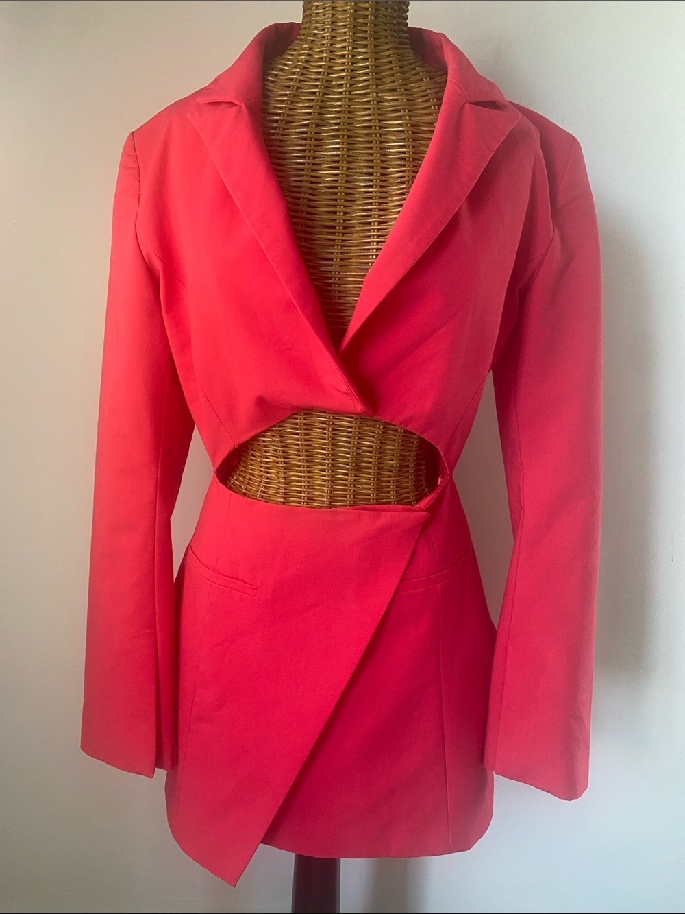 Zara Hot Pink Cutout Mini Dress Blazer Hybrid